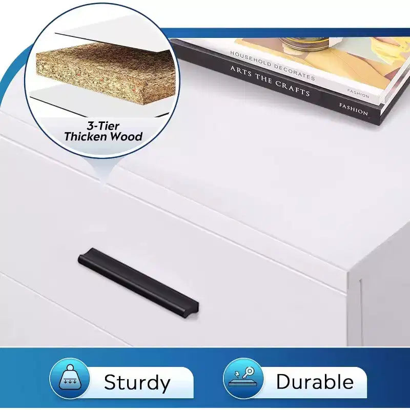 DEXYLLO Meuble Classeur à 3 Tiroirs pour Bureau à Domicile, Caisson de Classement en Bois Sous Bureau, Support d'Imprimante Roulant avec Roues