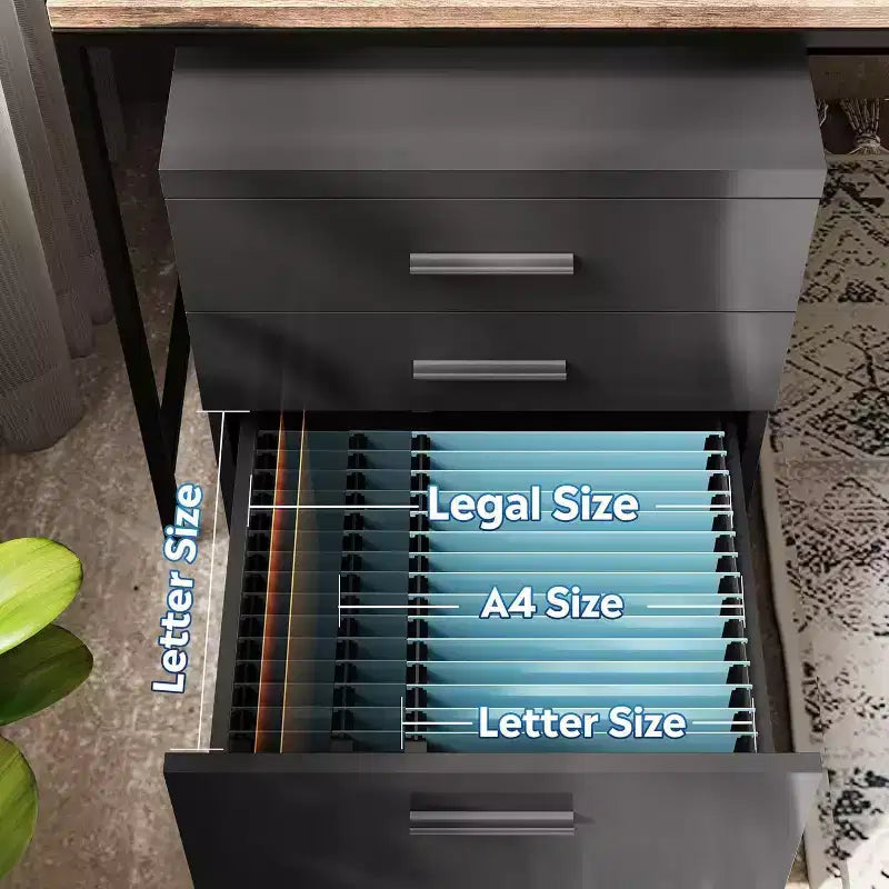 DEXYLLO Meuble Classeur à 3 Tiroirs pour Bureau à Domicile, Caisson de Classement en Bois Sous Bureau, Support d'Imprimante Roulant avec Roues