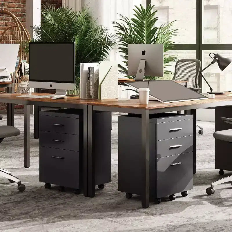 DEXYLLO Meuble Classeur à 3 Tiroirs pour Bureau à Domicile, Caisson de Classement en Bois Sous Bureau, Support d'Imprimante Roulant avec Roues