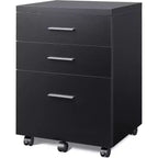 DEXYLLO 3 Drawer File Cabinet for Home Office, Wood Under Desk Filing Cabinet, Rolling Printer Stand with Wheels