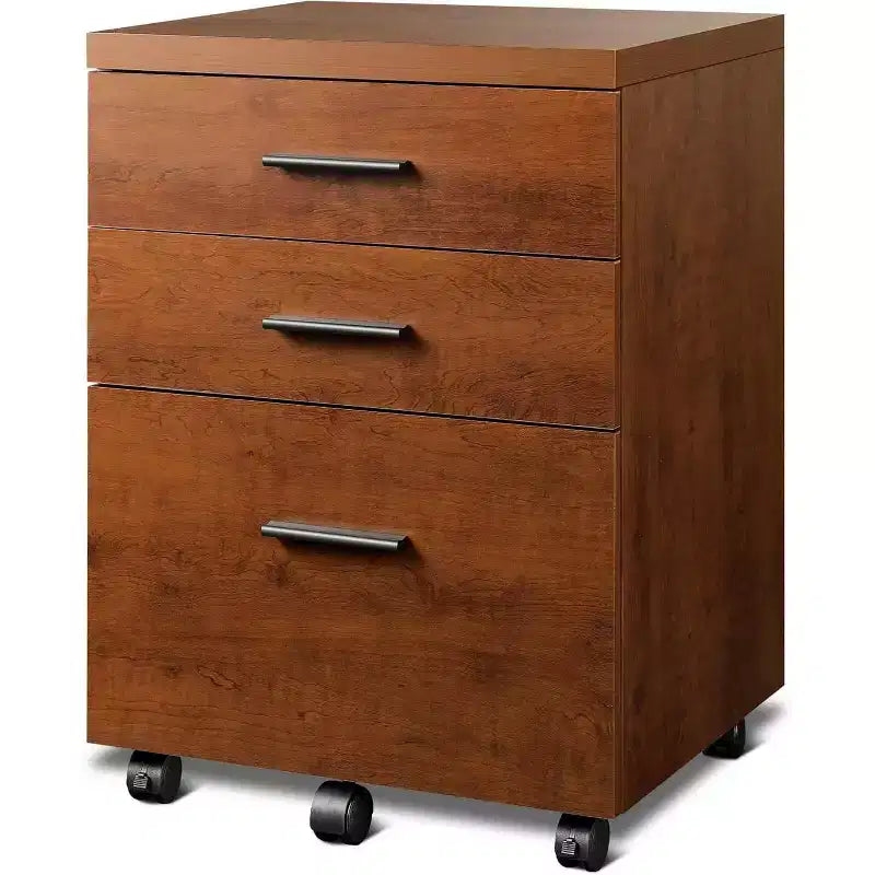DEXYLLO Meuble Classeur à 3 Tiroirs pour Bureau à Domicile, Caisson de Classement en Bois Sous Bureau, Support d'Imprimante Roulant avec Roues