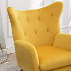 Fauteuil d'appoint en velours capitonné à dossier haut Sovarol de Roundhill Furniture, jaune