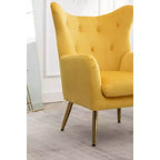 Fauteuil d'appoint en velours capitonné à dossier haut Sovarol de Roundhill Furniture, jaune