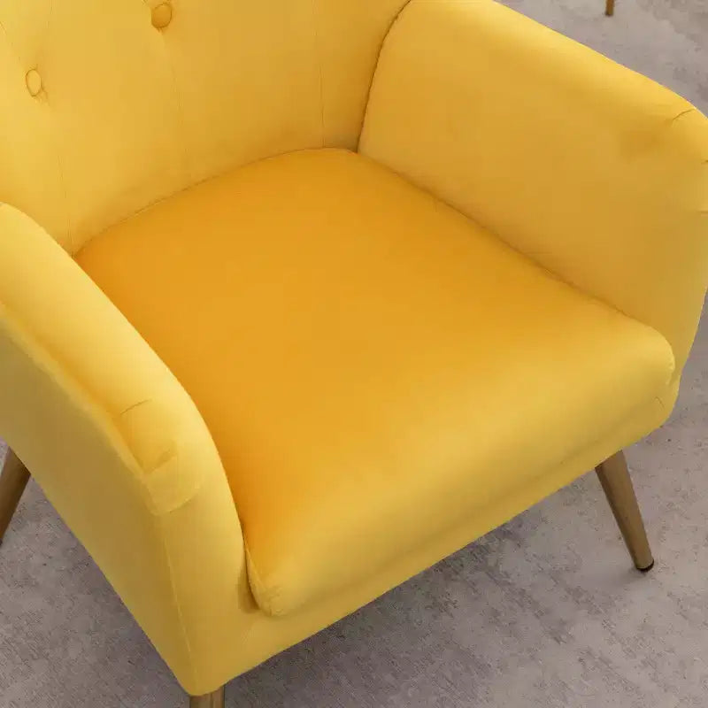 Fauteuil d'appoint en velours capitonné à dossier haut Sovarol de Roundhill Furniture, jaune
