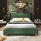 Lit rembourré moderne en similicuir Christopher Knight Home King avec tête de lit à oreilles