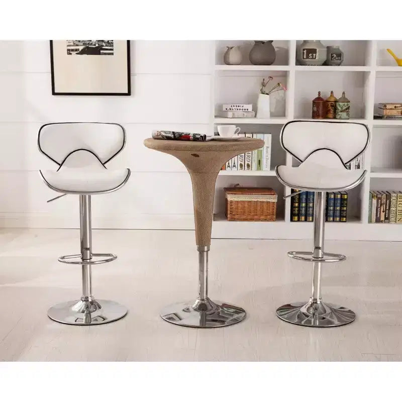 Tabourets de bar pivotants réglables Roundhill Furniture Masaccio en similicuir, blancs, lot de 2