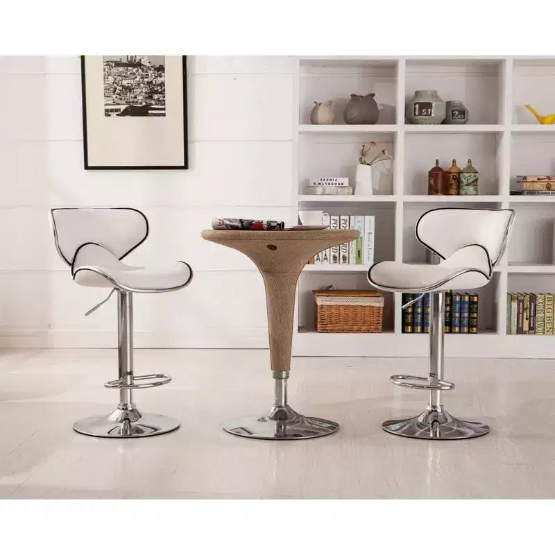 Tabourets de bar pivotants réglables Roundhill Furniture Masaccio en similicuir, blancs, lot de 2