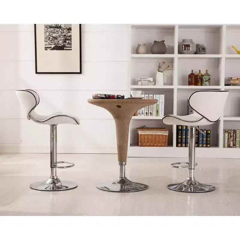 Tabourets de bar pivotants réglables Roundhill Furniture Masaccio en similicuir, blancs, lot de 2