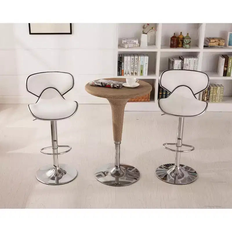 Tabourets de bar pivotants réglables Roundhill Furniture Masaccio en similicuir, blancs, lot de 2