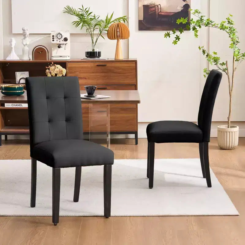 FERPIT Chaises de salle à manger capitonnées en similicuir - Lot de 2