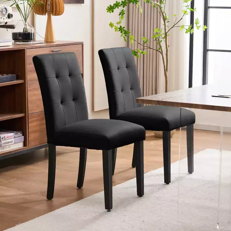 FERPIT Chaises de salle à manger capitonnées en similicuir - Lot de 2