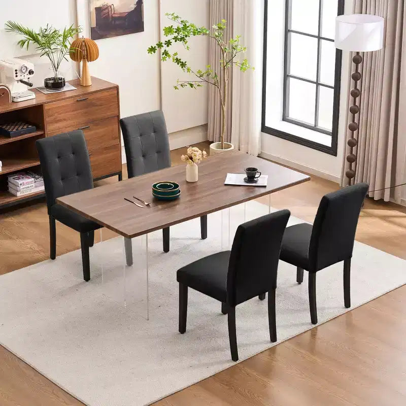 FERPIT Chaises de salle à manger capitonnées en similicuir - Lot de 2