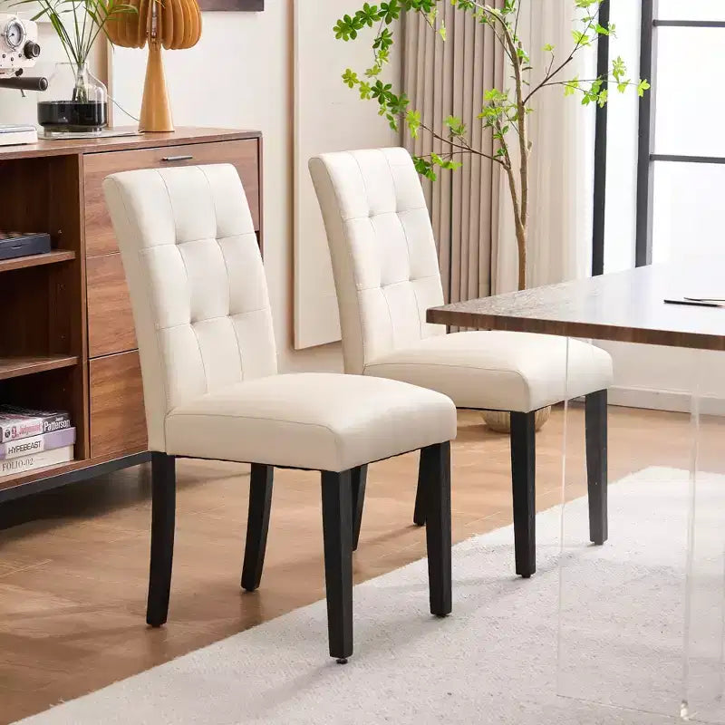 FERPIT Chaises de salle à manger capitonnées en similicuir - Lot de 2