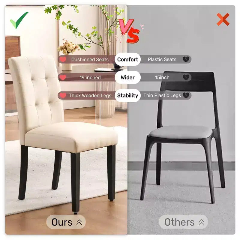 FERPIT Chaises de salle à manger capitonnées en similicuir - Lot de 2