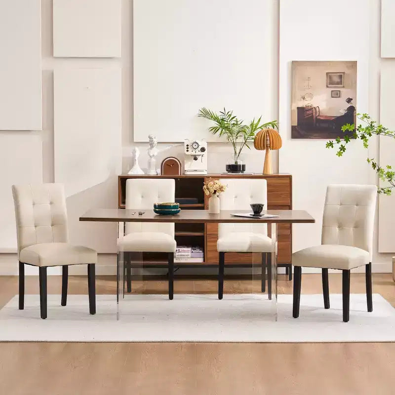 FERPIT Chaises de salle à manger capitonnées en similicuir - Lot de 2