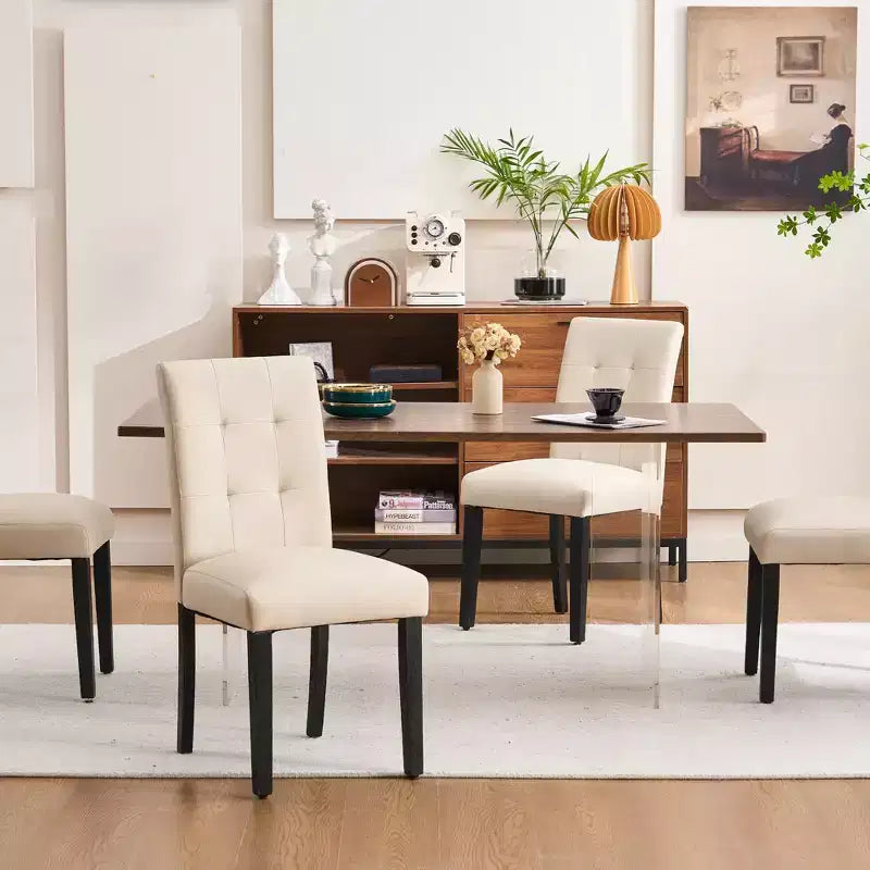 FERPIT Chaises de salle à manger capitonnées en similicuir - Lot de 2