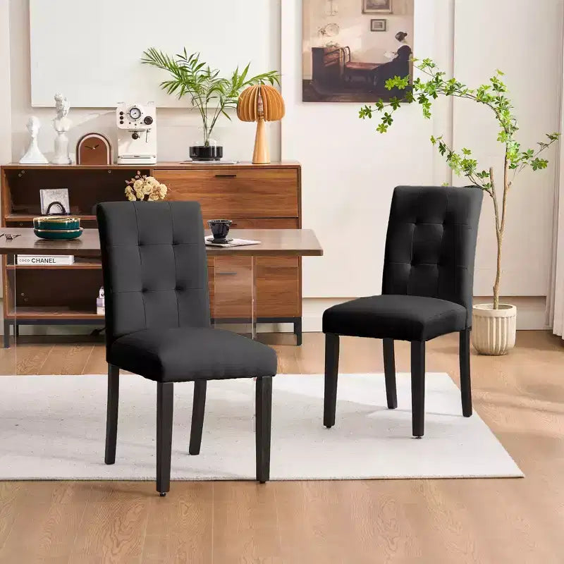 FERPIT Chaises de salle à manger capitonnées en similicuir - Lot de 2