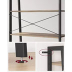 Étagère échelle, bibliothèque à 4 niveaux, étagère de rangement, bibliothèque avec cadre en acier, pour salon, bureau à domicile, cuisine, chambre à coucher, style industriel