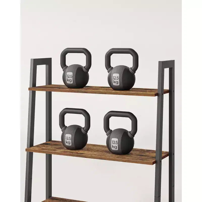 Étagère échelle, bibliothèque à 4 niveaux, étagère de rangement, bibliothèque avec cadre en acier, pour salon, bureau à domicile, cuisine, chambre à coucher, style industriel