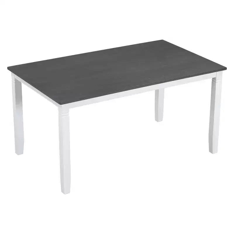 Ensemble de salle à manger 6 pièces Whisen Farmhouse en bois avec banc rembourré et 4 chaises de salle à manger - Gris+Blanc