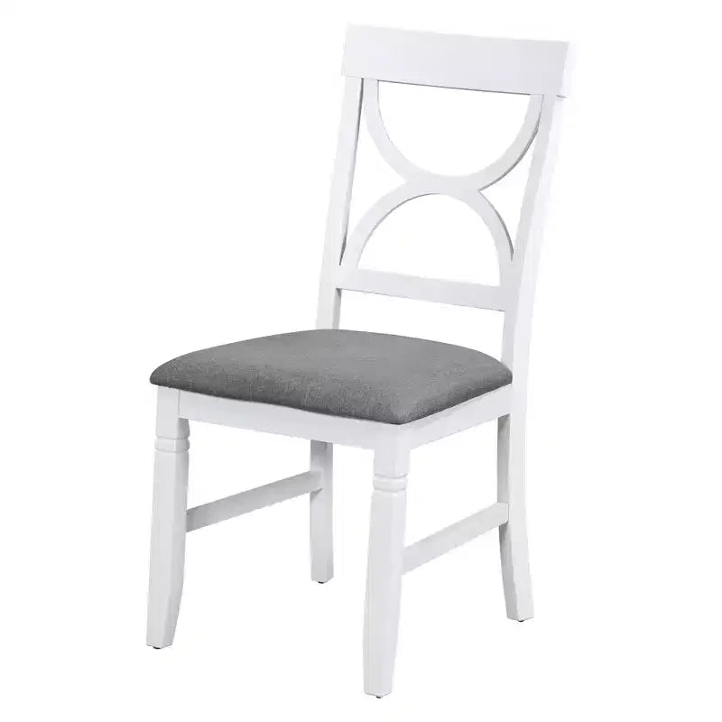 Ensemble de salle à manger 6 pièces Whisen Farmhouse en bois avec banc rembourré et 4 chaises de salle à manger - Gris+Blanc