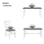 Ensemble de salle à manger 6 pièces Whisen Farmhouse en bois avec banc rembourré et 4 chaises de salle à manger - Gris+Blanc