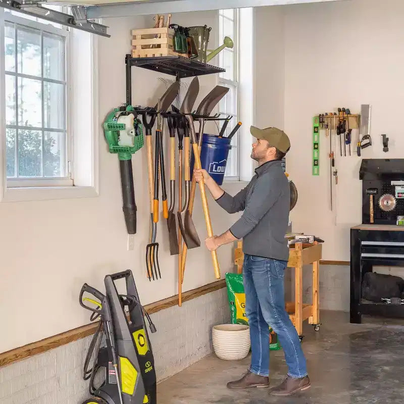 Triangle sarcelle G-Tool + étagère | Système de rangement mural réglable | Supporte 136 kg
