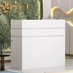 Famapy L-shaped Reception Desk Multifunctional Welcome Desk Workstation