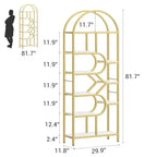Garvee Bibliothèque 6 niveaux, étagère arquée 207,5 cm de haut, présentoirs, étagère de rangement ouverte géométrique, porte-livres unique, cadre en métal