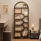 Garvee Bibliothèque 6 niveaux, étagère arquée 207,5 cm de haut, présentoirs, étagère de rangement ouverte géométrique, porte-livres unique, cadre en métal
