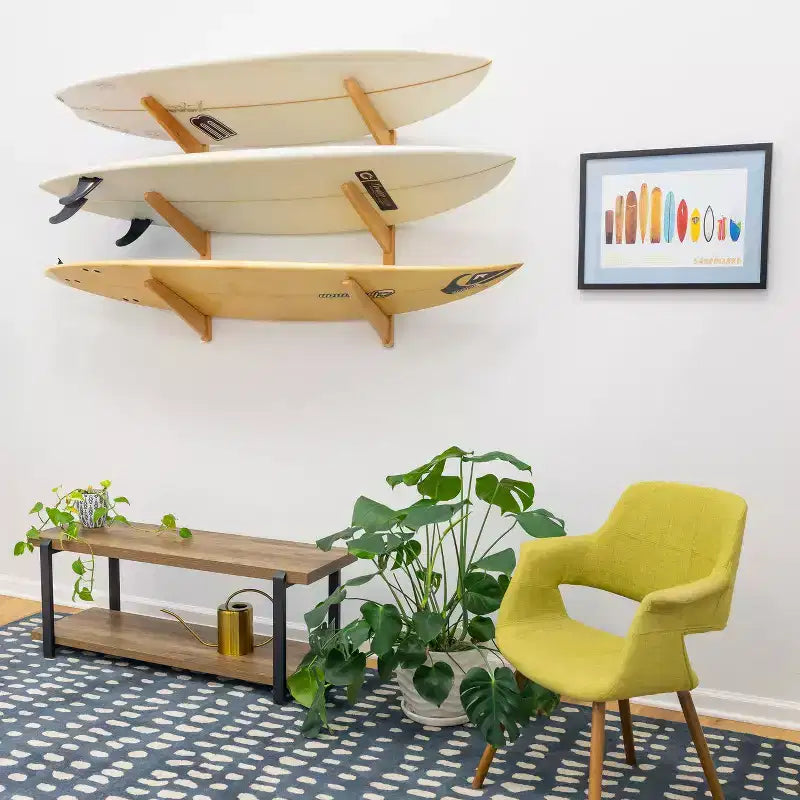 Rangement mural pour planches de surf en bois TidyTimber StoreYourBoard | Peut contenir 3 planches de surf