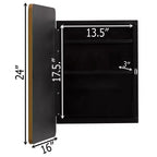 Armoire à pharmacie en plastique Basicwise avec porte miroir biseauté, cadre métallique rond, montage en surface ou encastré, armoire murale avec 2 étagères réglables