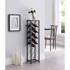 Kings Brand Furniture Narenda Pewter Freestanding Metal Wine Rack Tower with Shelf and Bottle Holder, Stores Up to 13 Wine Bottles