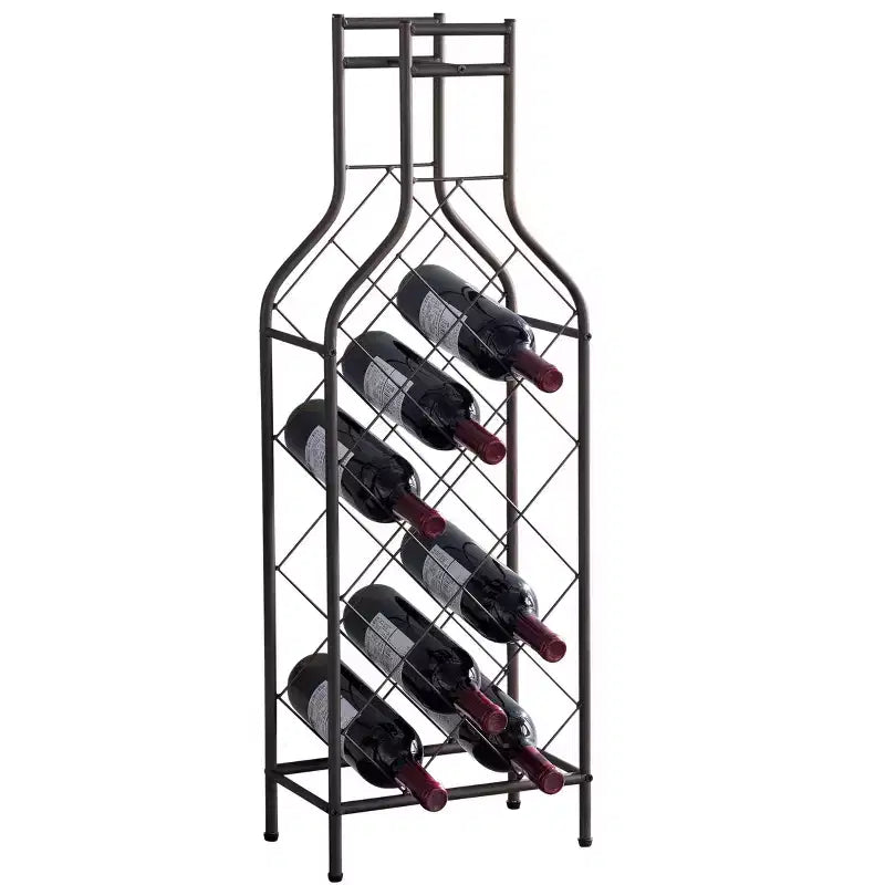 Kings Brand Furniture Casier à vin sur pied en métal de 12 bouteilles avec support de bouteille en forme de bouteille pour liqueurs, étain