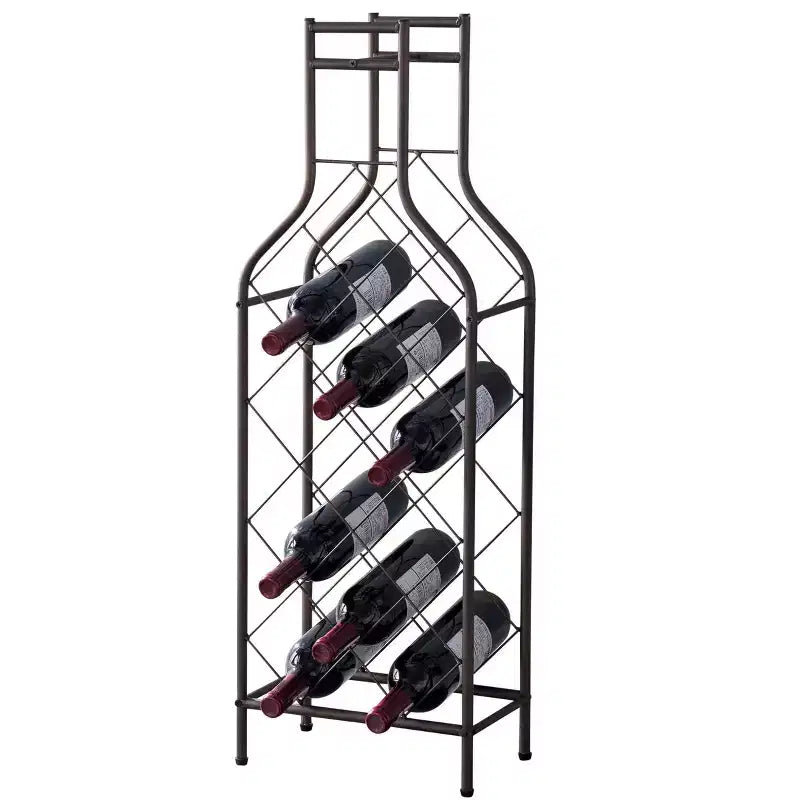 Kings Brand Furniture Casier à vin sur pied en métal de 12 bouteilles avec support de bouteille en forme de bouteille pour liqueurs, étain