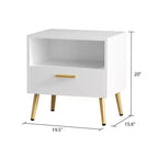 Famapy Table de Chevet Blanche sur Pieds avec Tiroir et Compartiment de Rangement