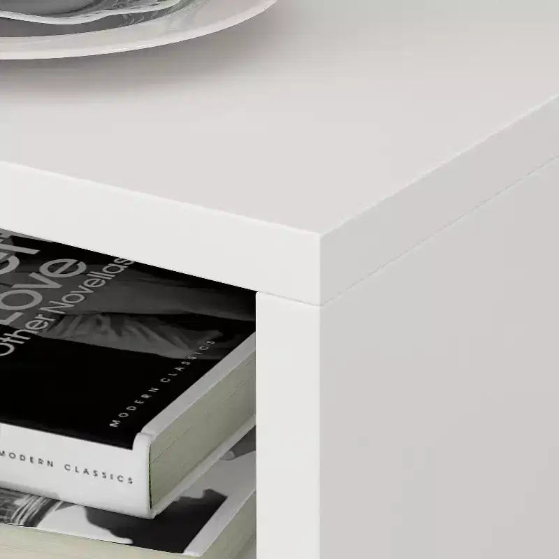 Famapy Table de Chevet Blanche sur Pieds avec Tiroir et Compartiment de Rangement