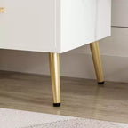 Famapy Table de Chevet Blanche sur Pieds avec Tiroir et Compartiment de Rangement