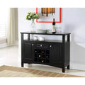 Kings Brand Furniture Syracuse Wood Buffet Wine Rack Display Cabinet, 12-Bottle Wine Rack Storage, Black