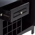 Kings Brand Furniture Syracuse Buffet en bois avec casier à vin, meuble de rangement pour 12 bouteilles de vin, noir