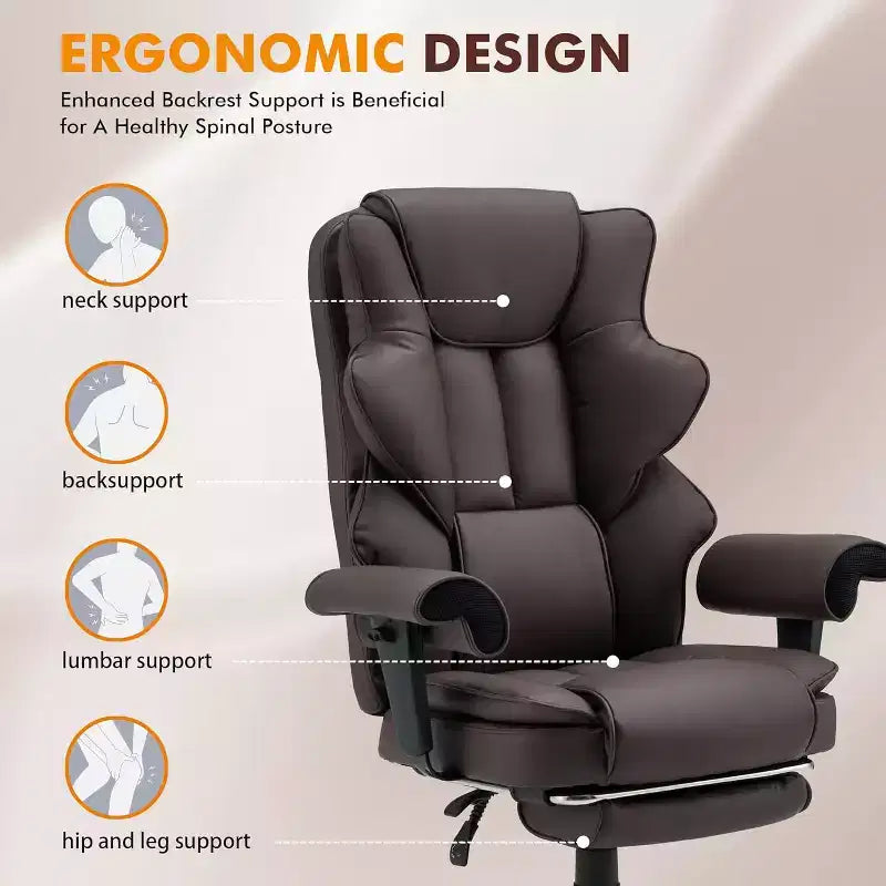 Fauteuil de bureau massant 6 points EROMMY, marron