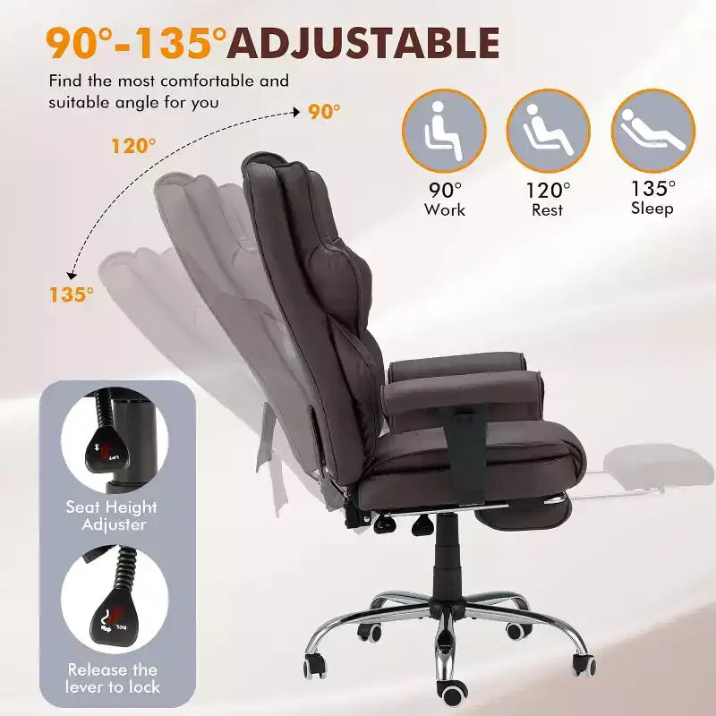 Fauteuil de bureau massant 6 points EROMMY, marron