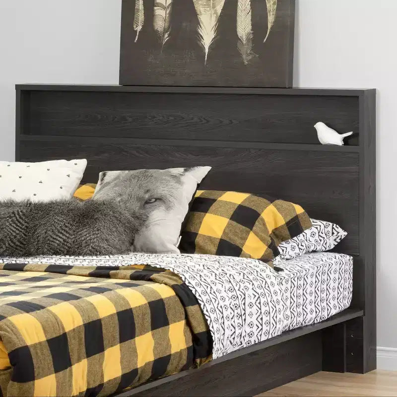 Tête de lit HomeStock double/grand lit avec étagère de rangement