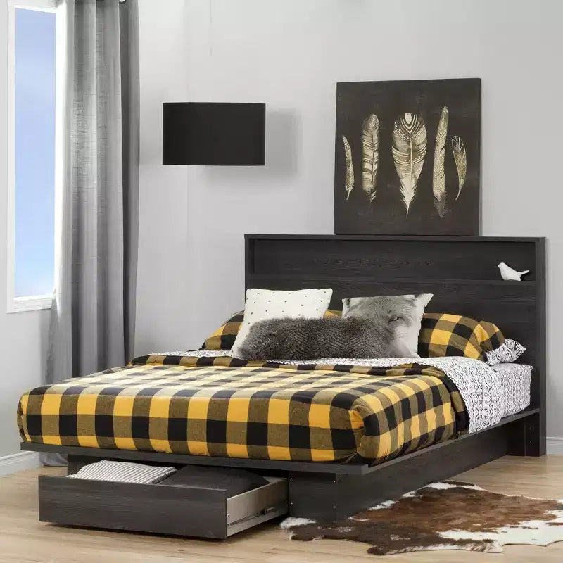 Tête de lit HomeStock double/grand lit avec étagère de rangement