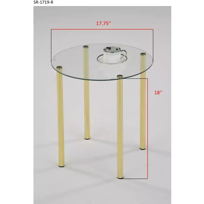 Kings Brand Furniture Milnai Table d'appoint ronde en métal doré et verre