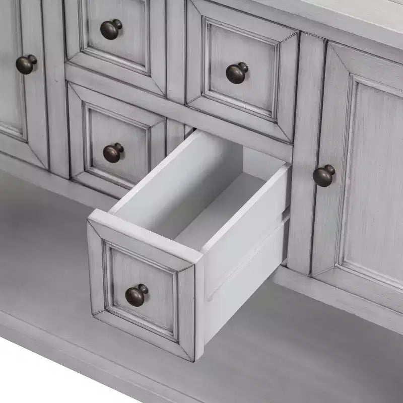 Console vintage Whisen avec quatre petits tiroirs et une étagère inférieure pour les salons, les entrées et les cuisines