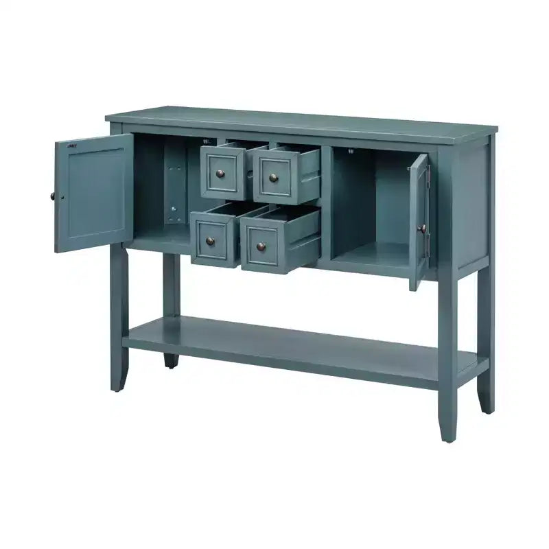 Console vintage Whisen avec quatre petits tiroirs et une étagère inférieure pour les salons, les entrées et les cuisines