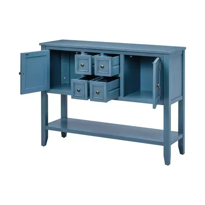Console vintage Whisen avec quatre petits tiroirs et une étagère inférieure pour les salons, les entrées et les cuisines