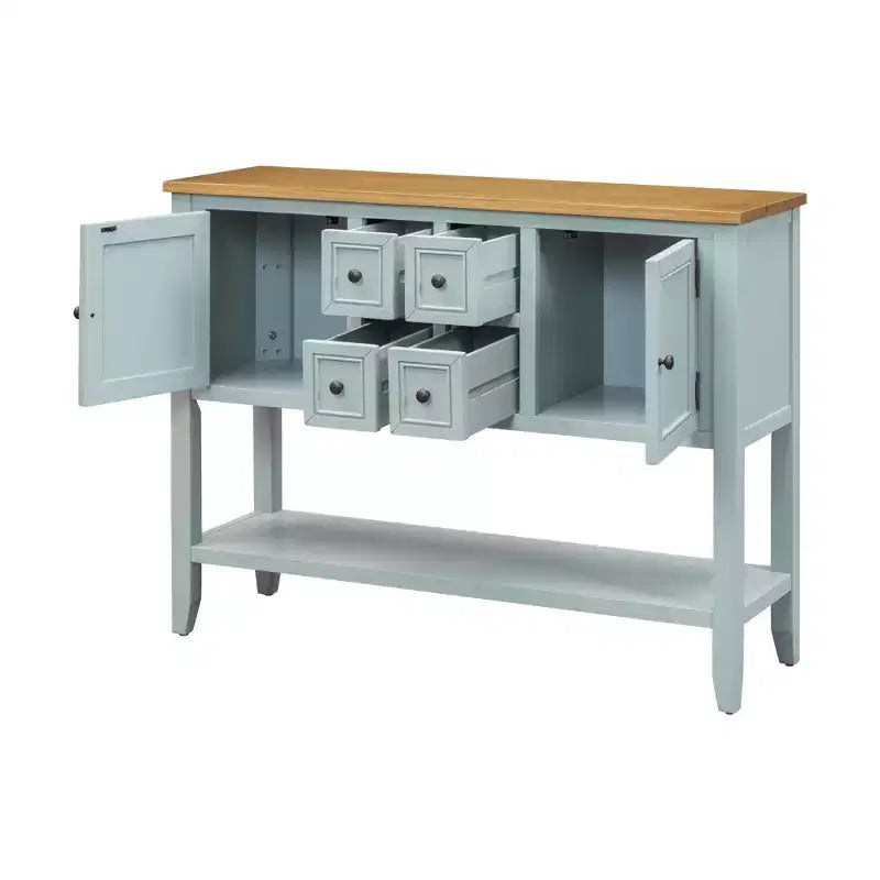 Console vintage Whisen avec quatre petits tiroirs et une étagère inférieure pour les salons, les entrées et les cuisines