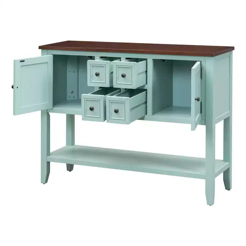 Console vintage Whisen avec quatre petits tiroirs et une étagère inférieure pour les salons, les entrées et les cuisines